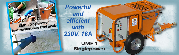 mixing pump 230V, UMP1 Singlepower plastering machine